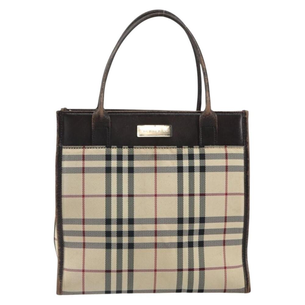 BURBERRY Nova Check Hand Bag Canvas Blue Silver Auth 161282 - Picture 13 of 16